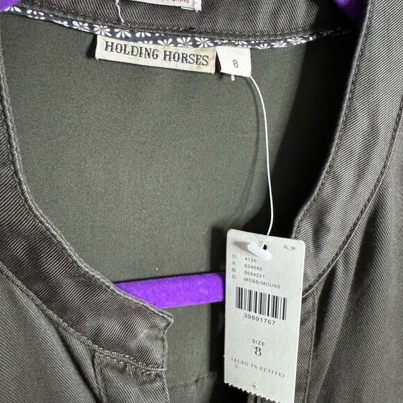 Anthropologie Holding Horses Marion Swing Shirt Dress Olive Green Women's Size 8 - Picture 12 of 15